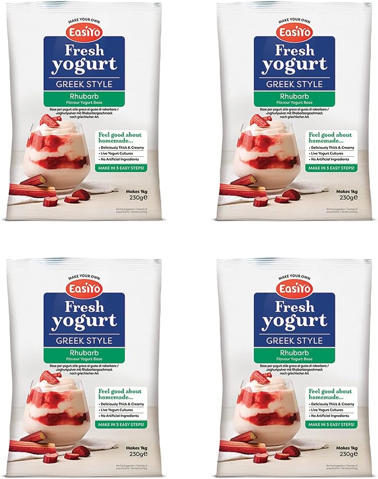Greek Style Rhubarb Yogurt Mix Sachets, 4 x 230g - Each Makes 1kg