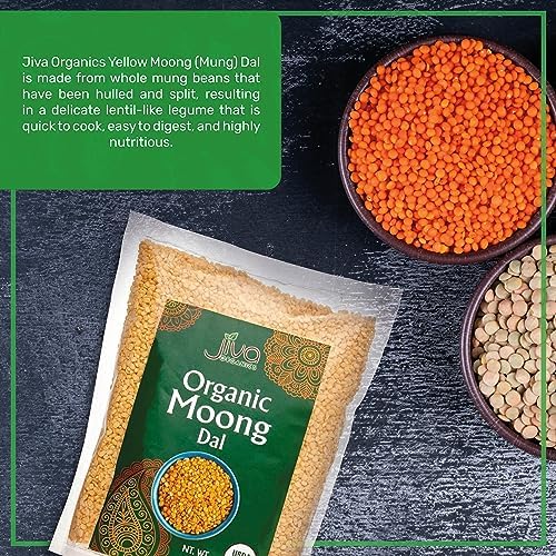 Jiva USDA Organic Moong Dal Yellow - 4 Pound (Split Mung Beans Washed)