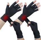 2 Pairs Copper Arthritis Gloves for Women Men, Fingerless Compression Gloves Relieve Hand Pain, Typing Gloves for Arthritis, Carpal Tunnel, Tendonitis, RSI with Adjustable Wrist Strap (Small/Medium)