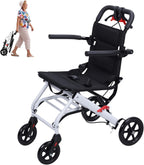 Honrane Lightweight Transit Travel Wheelchair, Weighing 13.66lbs, Folding Transport Wheelchairs for Adults Kids and Seniors,Support 180lbs(Fast Shipment from The US)