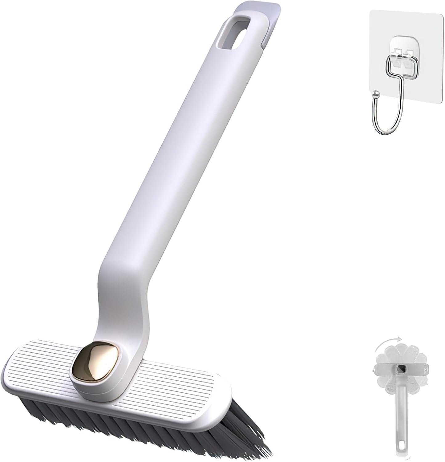 Multi-Function Rotating Crevice Cleaning Brush, 360-Degree Rotating Crevice Household Cleaning Brushes, No Dead Corners Hard Bristle Crevice Gap Brush Tool for Bathroom Household Kitchen (White)