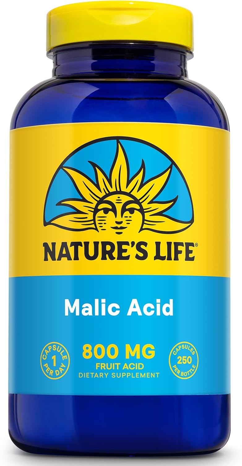 Nature's Life Malic Acid 800 mg | Chelating Agent May Help Support Energy & Muscle Comfort | No Gluten, Non-GMO | 250 Count