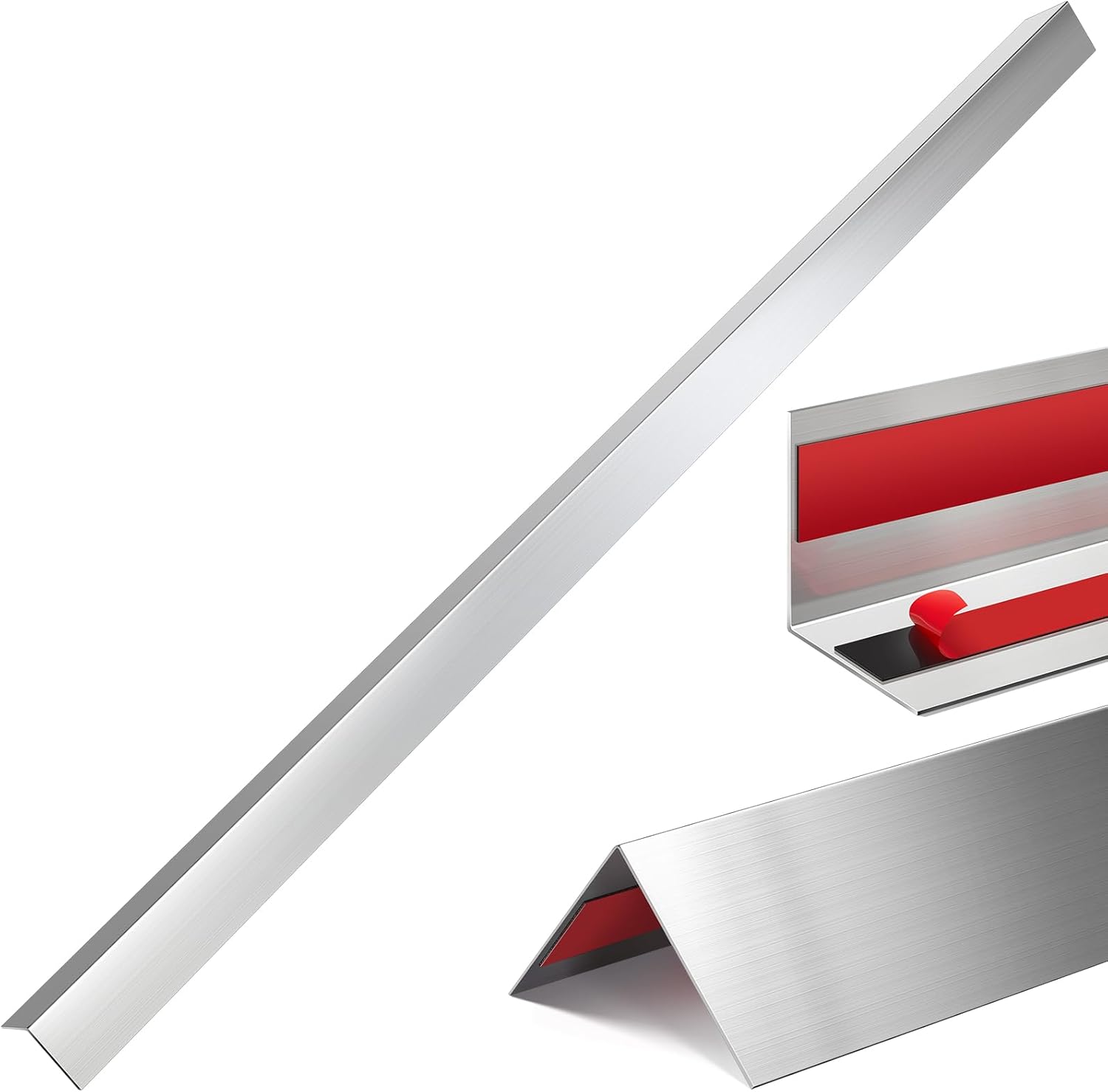 Therwen 10 Pcs 304 Stainless Steel Wall Corner Guards 2 x 2 x 36 Inch Self Adhesive Heavy Duty Corner Protector Trim with 90 Degree Angle for Wall Protection Metal Edge Guard