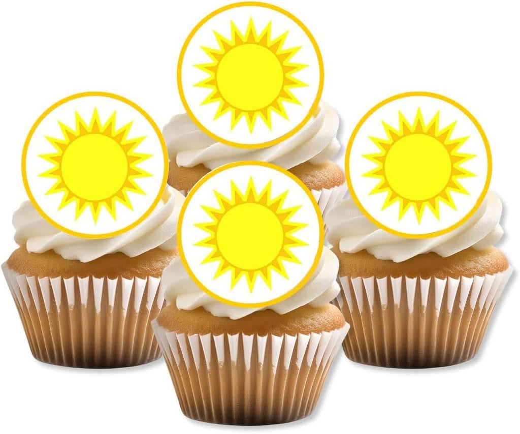 24 Sun Cake Topper, Edible Sunshine Baby Shower Decorations, First Trip Around The Sun Cake Topper, Sunshine Decorations, Sun Cupcake Toppers, Sunshine Cupcake Toppers, Space Cake Topper (UNCUT)