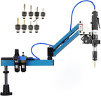 Pneumatic Tapping Machine, 360° Multi-directions Pneumatic Air Tapper Universal Flexible Arm Drilling Threading Machine M3-M12 Tap Collets with Taps