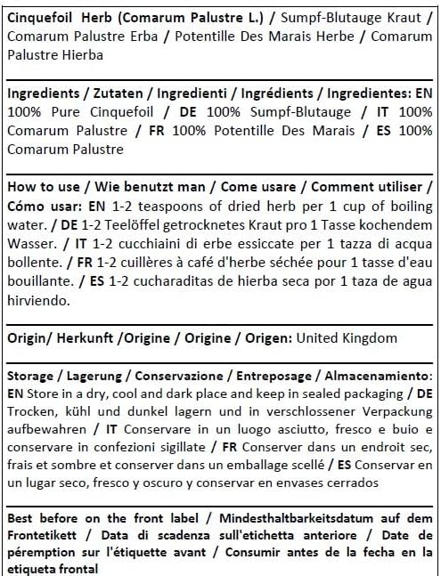 Herba Organica Cinquefoil Herb - Comarum Palustre L - Herbal Tea (100g)