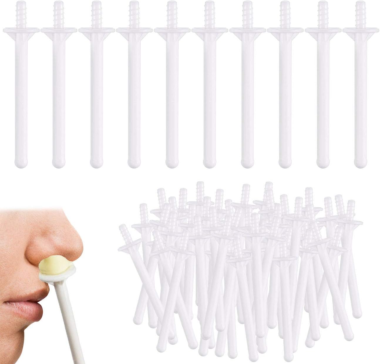 60 Pieces Plastic Wax Applicator Wands with Disposable Spatulas for Nose Hair Removal and Nostril Cleaning