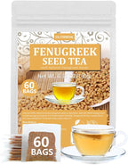 Premium 60 Fenugreek Tea Bags, Made with 100% Natural Fenugreek Methi Fenogreco Seeds, No Additives & Caffeine Free.