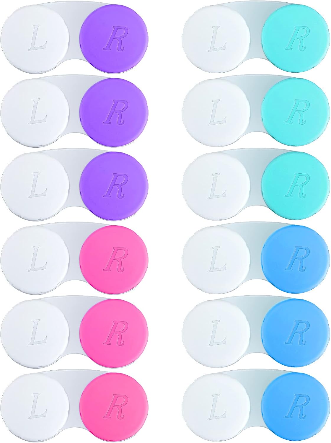 12PCS Contact Lens Case, Colorful Contact Lens Box Left/Right Eyes Holder Container, Outdoor Mini Contact Lens Soak Storage Kit for Travel&Home.