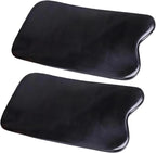2PCS Black Gua Sha Massage Board- Square Buffalo Horn Material Scrapping Beauty Roller Skin Facial Therapy Beauty Tool for Personal Care