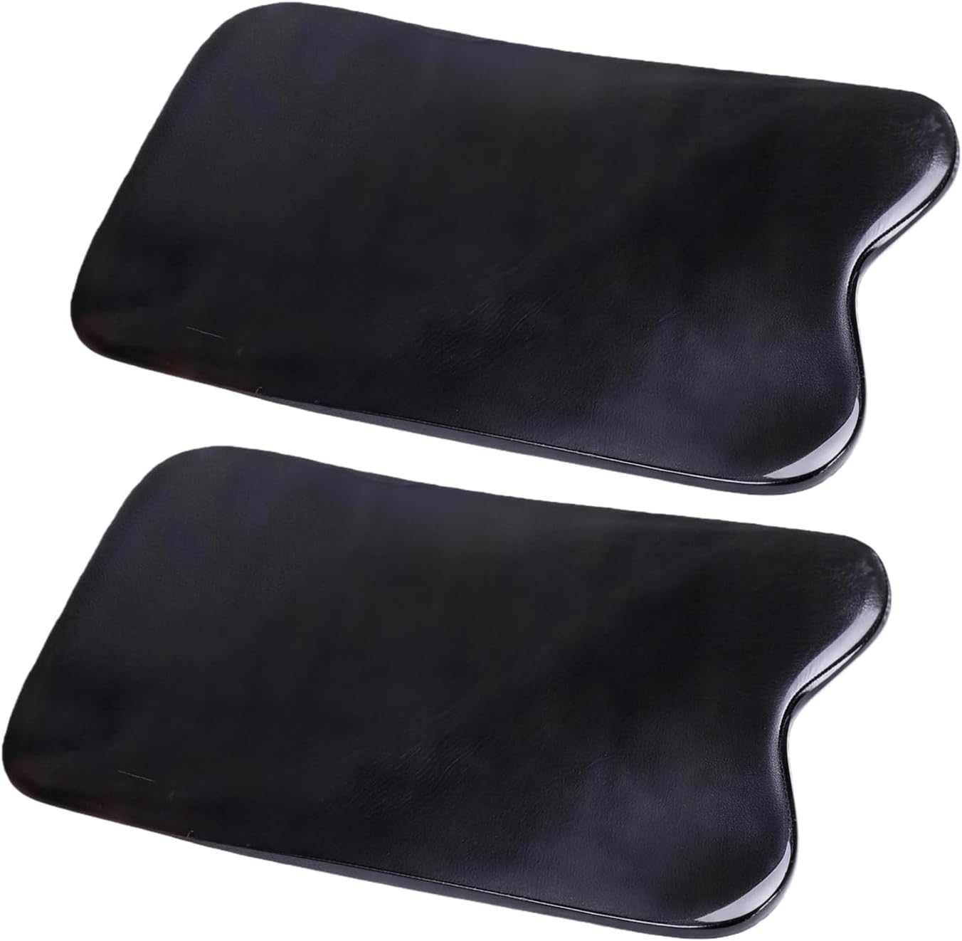 2PCS Black Gua Sha Massage Board- Square Buffalo Horn Material Scrapping Beauty Roller Skin Facial Therapy Beauty Tool for Personal Care
