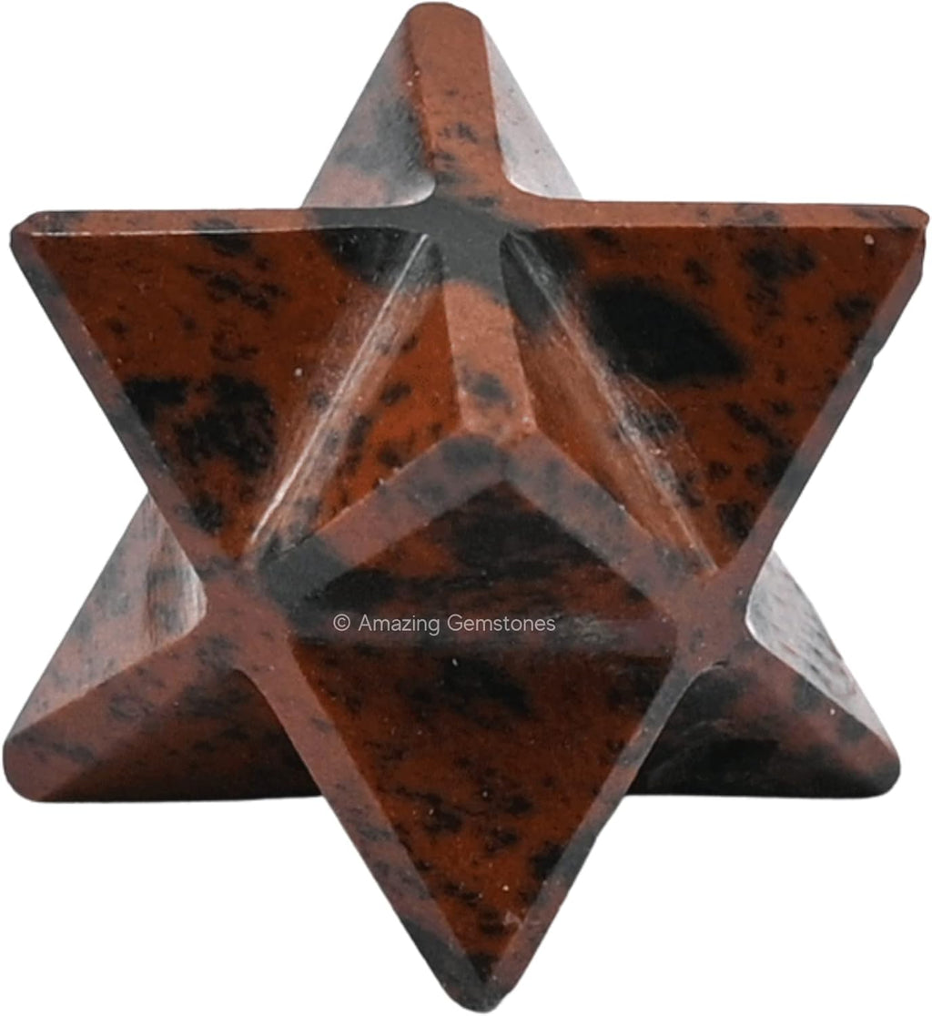 Amazing Gemstone Mahogany Obsidian Merkaba Crystal - 0.75 Inches Metaphysical Merkaba Star for Meditation - Energetic Tetrahedron Crystal and Healing Stones for Spiritual Growth and Healing (15-20mm)