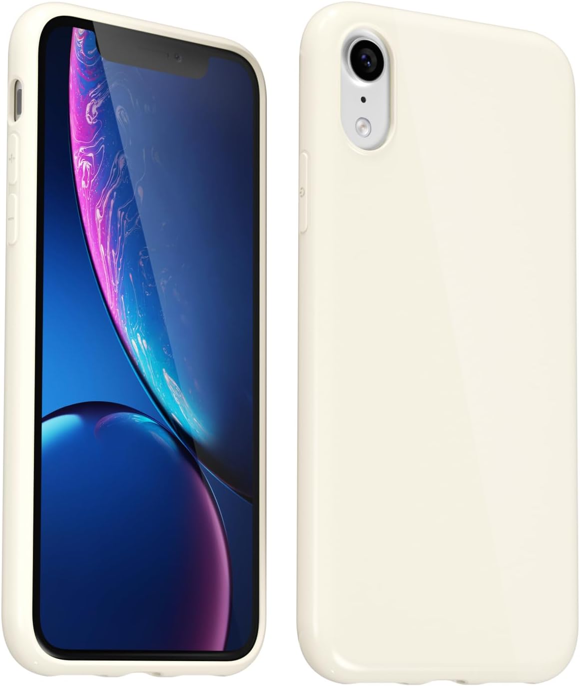 Svanove for iPhone XR Case Silicone, Glossy Soft Rubber Gel Jelly Cute Protective Plastic Simple Plain Phone Case Cover for Women Girl, Slim Thin Flexible Shockproof TPU, Beige Stone
