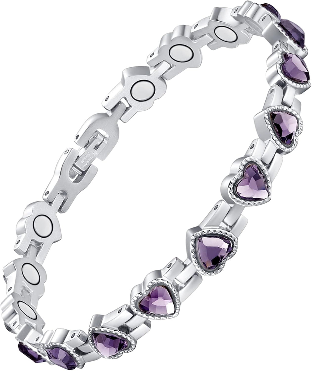 Feraco Magnetic Bracelets for Women, Titanium Steel Magnetic Bracelet with Neodymium Magnets & Sparkling Crystals, Jewelry Gifts