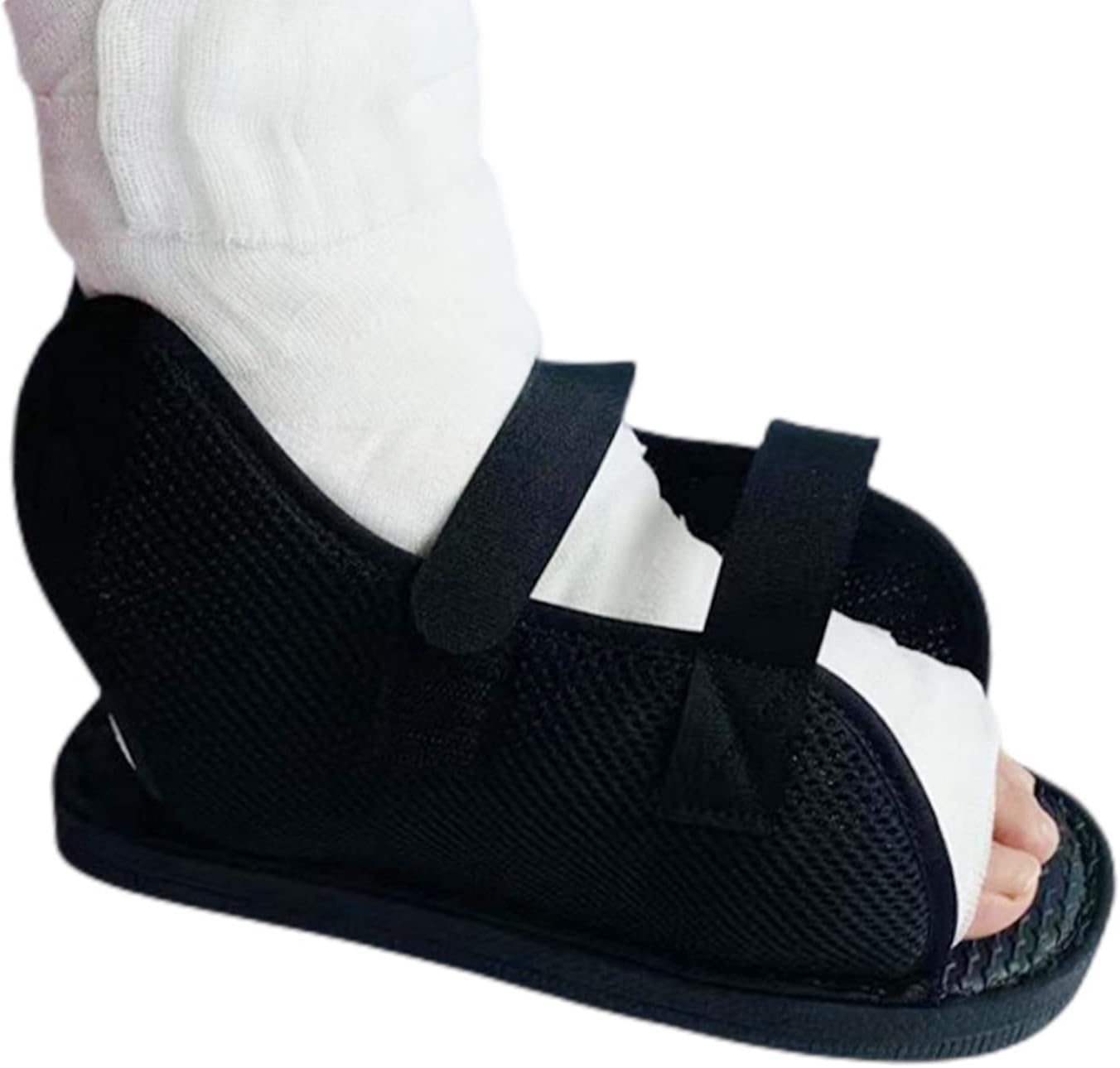 Adjustable Post-op Shoe Fracture Cast Walking Boot Breathable Toe Open Plaster Recovery Shoe Fracture Cast Protective Shoe Support for Foot Injuries, Left Right Foot