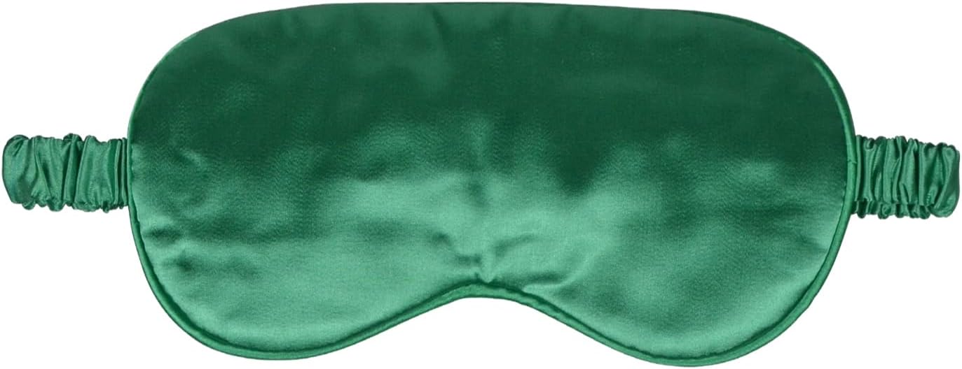1 Pack Silk Sleep Mask, Soft Silk Eye Blindfold with Elastic Strap for Night Sleeping Travel and Nap, Unisex (Green)