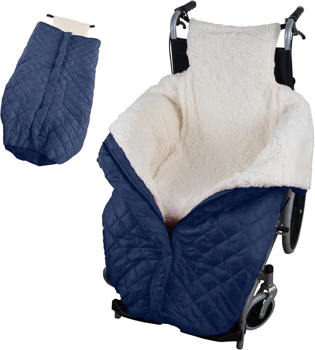 Wheelchair Warm Blanket, Lightweight Wheelchair Blanket with Zipper, Lower Body Warm for Elderly, Mobility Impaired Blue
