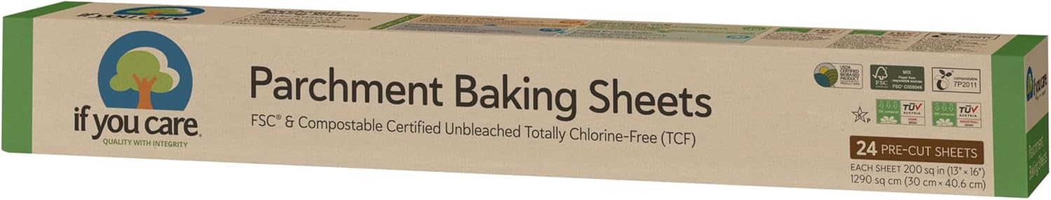 If You Care Parchment Paper Baking Sheets – 3 Pack of 24-Count Precut Liners - Unbleached, Chlorine Free, Greaseproof, Silicone Coated – Standard Size – Fits 12.5” x 16” Pans