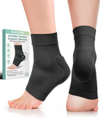 Achilles Tendon Support with Silicone Heel Protector Cushion Pad, Achilles Tendonitis Relief Sleeve Brace Compression Socks for Women Men Plantar Fasciitis, Bursitis, 1 Pair (Black, Regular)