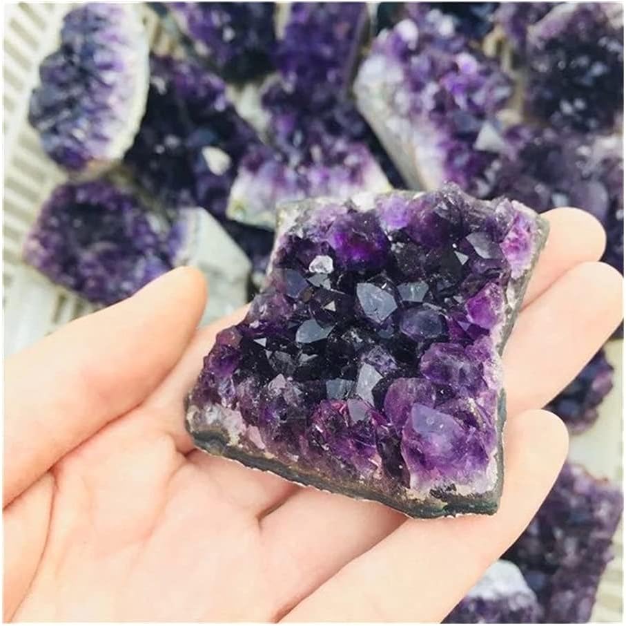 Health & Household Purple Feng Shui Natural Amethyst Crystal Quartz Drusy Geode Cluster Healing Stone Decoration Ornament (Size : 1PC 40g-55g)