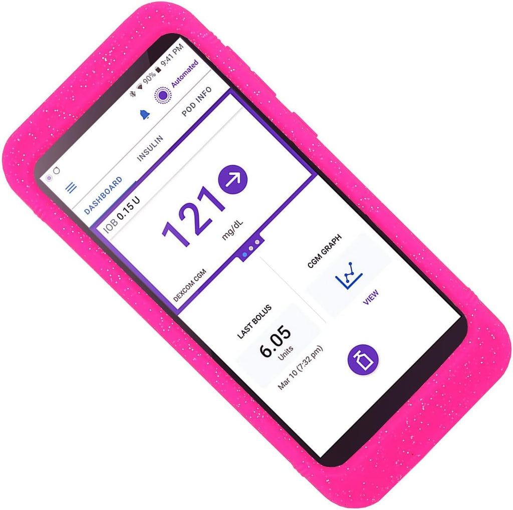 Mix Silicone Case for Omnipod 5 Receiver (Continuous Glucose Monitoring) (Glitter Hpink)