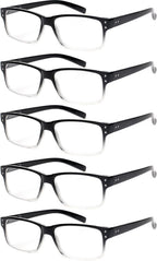 NORPERWIS Reading Glasses 5 Pairs Quality Readers Spring Hinge Glasses for Reading for Men and Women (5pcs - Black/Clear, 1.50)