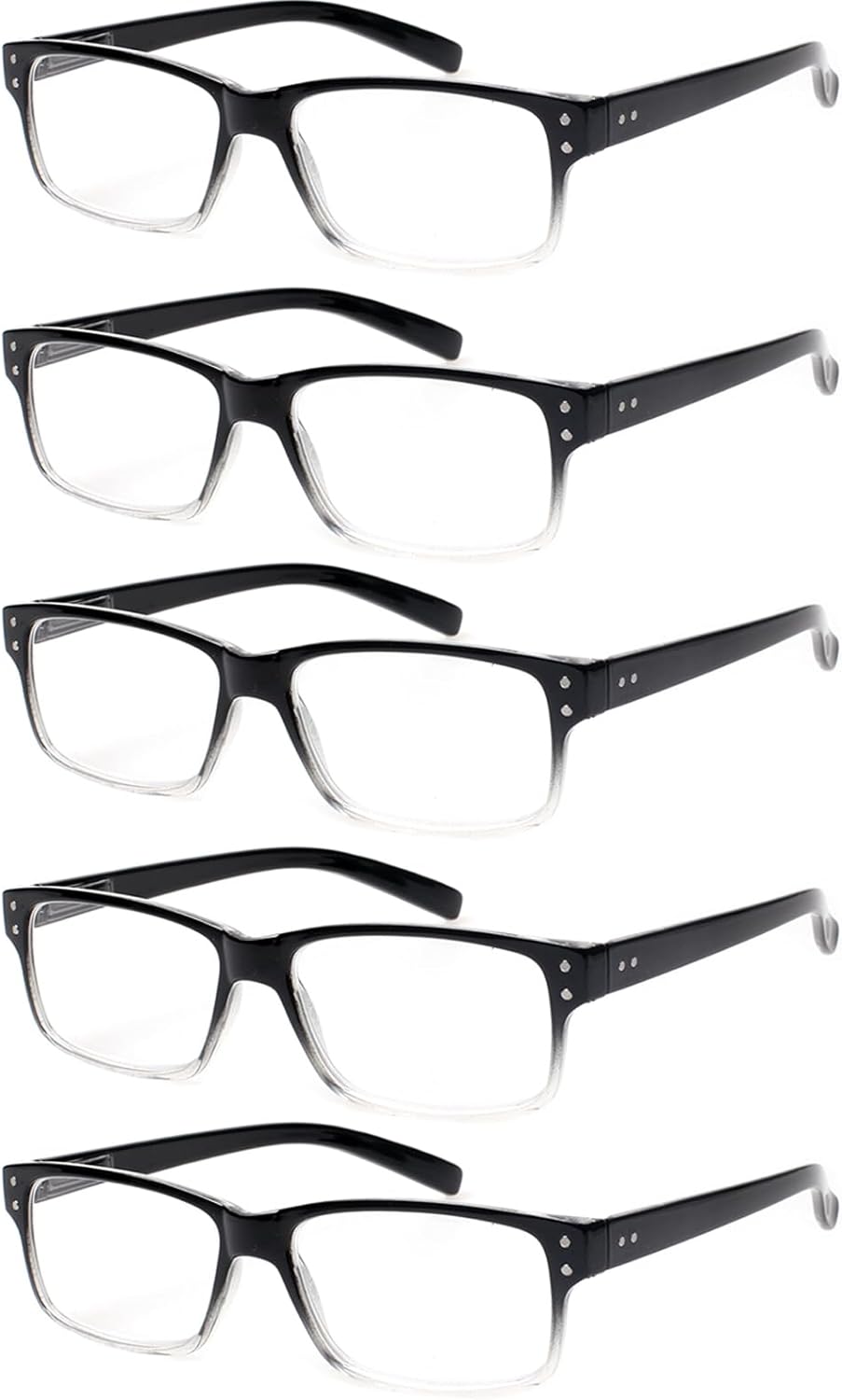 NORPERWIS Reading Glasses 5 Pairs Quality Readers Spring Hinge Glasses for Reading for Men and Women (5pcs - Black/Clear, 1.50)