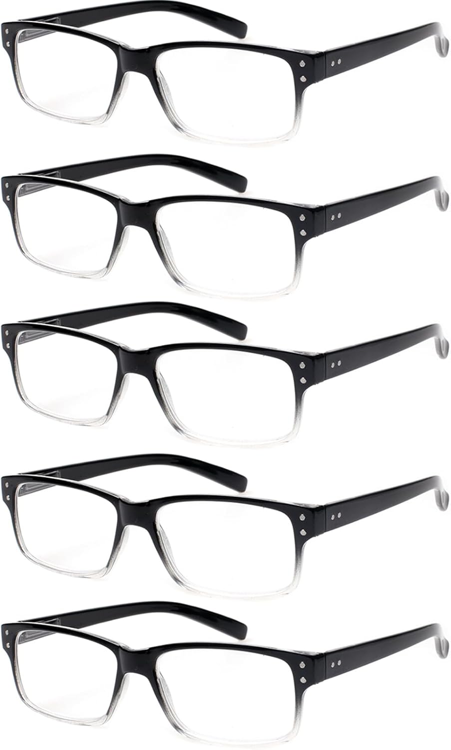 NORPERWIS Reading Glasses 5 Pairs Quality Readers Spring Hinge Glasses for Reading for Men and Women (5pcs - Black/Clear, 2.25)
