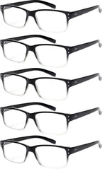 NORPERWIS Reading Glasses 5 Pairs Quality Readers Spring Hinge Glasses for Reading for Men and Women (5pcs - Black/Clear, 2.00)