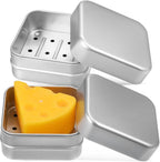 Amosfun 2pcs Aluminum Travel Soap Case Container with Lid: Portable Self-Draining Square Holder Soap Box 3 x 3 x 1.5 Inch for Camping Gym and Travel