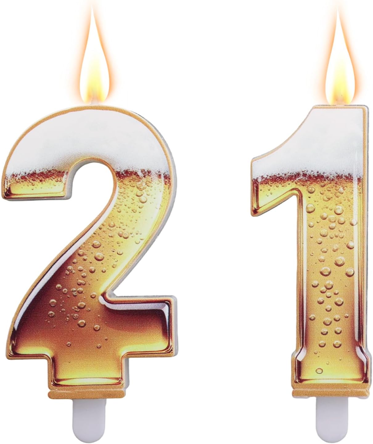 21st Birthday Cake Candles, Beer Themed Cake Decorations Funny Party Topper Supplies for Men Beer Lover Birthday Celebration (21)