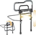 Bed Rails for Elderly Adults Safety, Foldable Bed Assist Rails for Seniors with Sensor Light & Storage Pocket, Adjustable Height, 180° One-Hand Folding Bed Side Rails Fit King Queen Full Twin