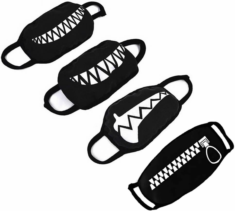 gootrades Set of 4 Teeth Pattern Unisex Cotton Blend Anti Dust Face Mouth Mask