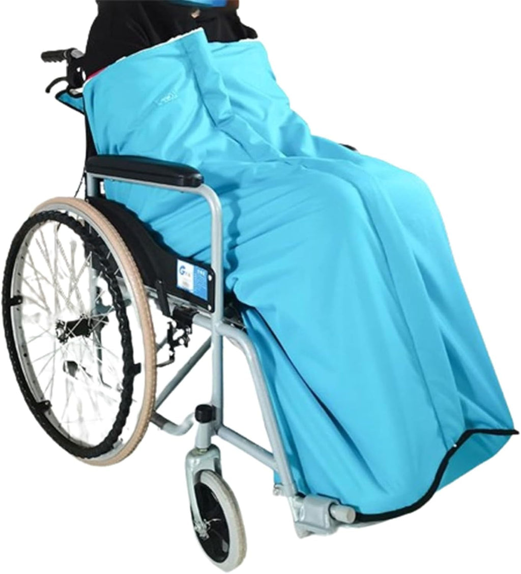 Wheelchair Blanket, Wheelchair Zip Blanket, Fleece Lined Lower Body Wheelchair Cover, Thicken Warm Wheelchair Fleece Wrap Blanket Accessories for The Aged Patient(Blue), Size