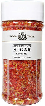 India Tree Harvest Mix Sparkling Sugar, 7.5 oz | Vibrant Fall Orange, Red, Yellow & White Decorating Sugar Mix