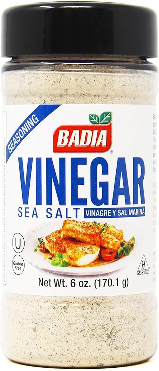 Badia Vinegar & Sea Salt Seasoning 6 oz – Tangy and Savory Flavor Blend of Zesty Vinegar and Crystalline Sea Salt