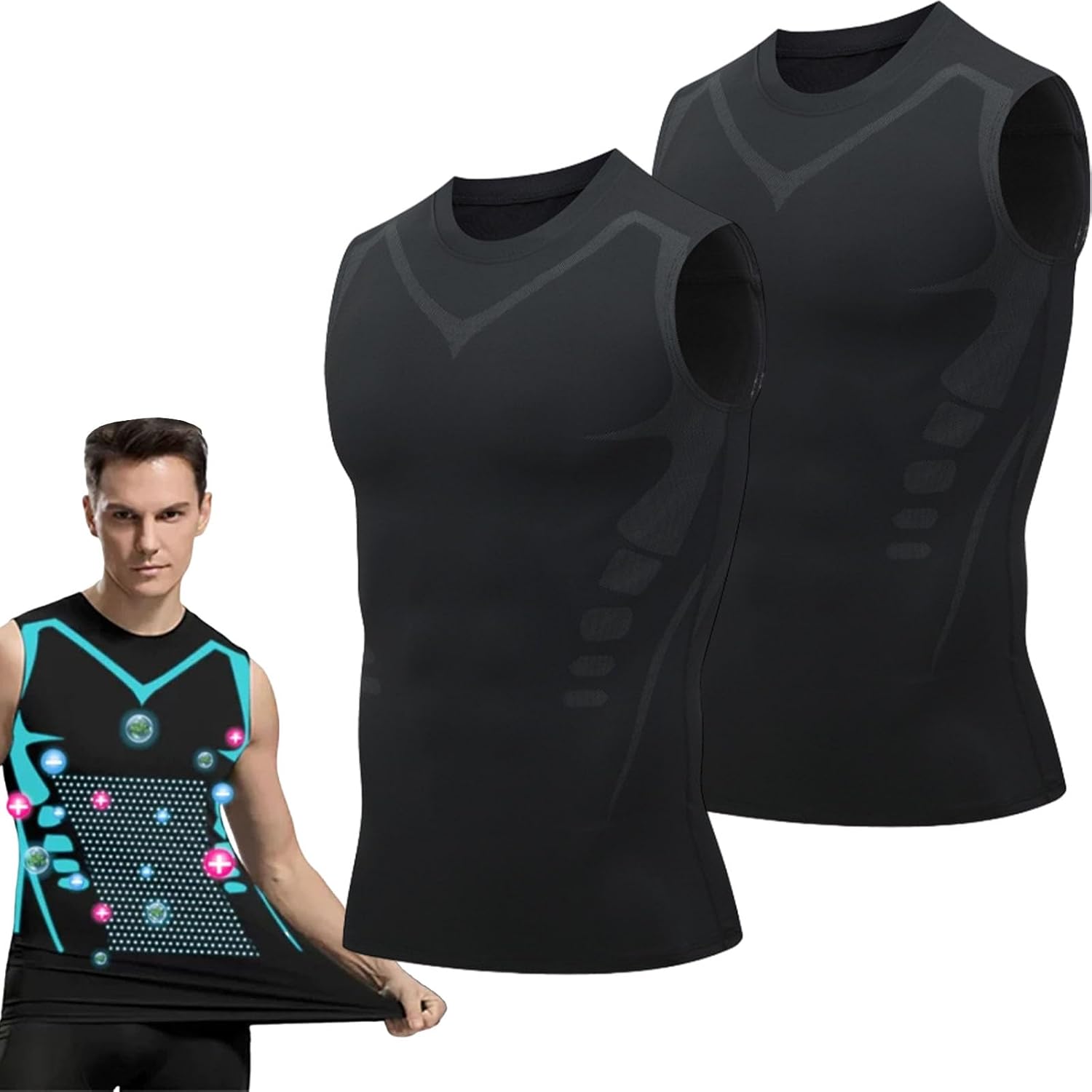 2025 New Version Ionic Shaping Vest Men, Comfortable and Breathable Ice-Silk Fabric