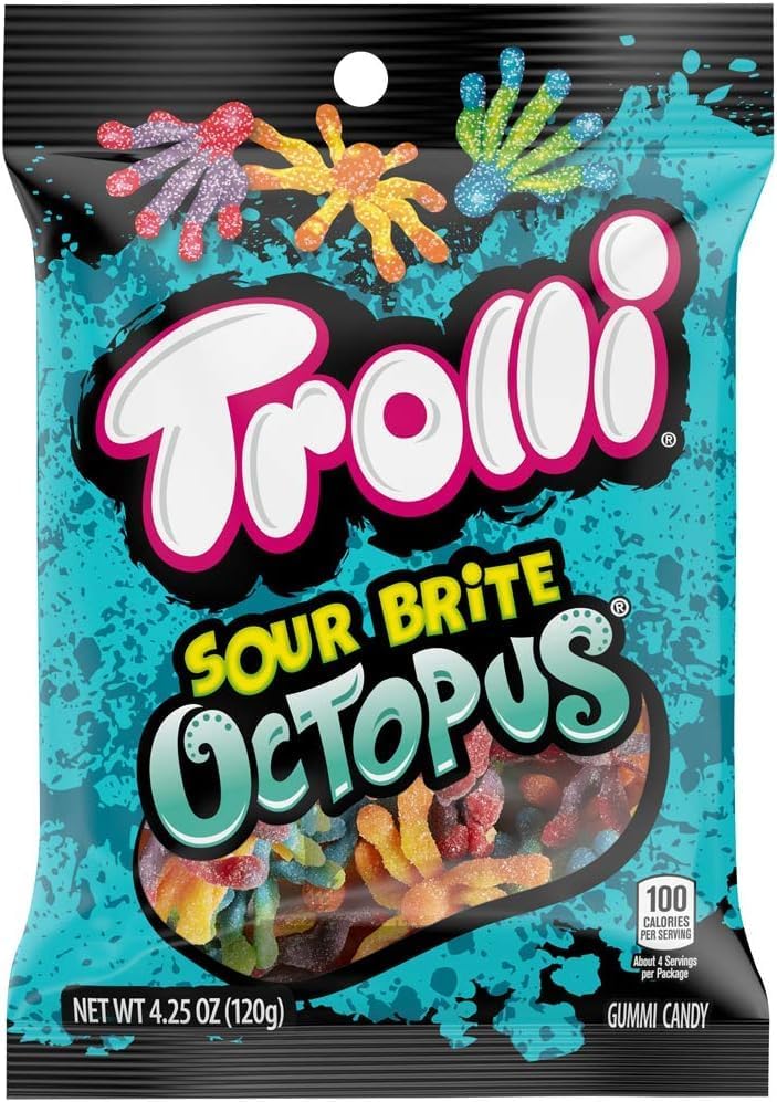 Ferrara Candy Company Trolli Sour Brite Octopus, Original Flavor, 120g/4.2 oz. Bag (Imported from Canada)