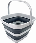 SAMMART 10L (2.6 Gallon) Collapsible Rectangular Handy Basket/Bucket (Grey/Charcoal Black)