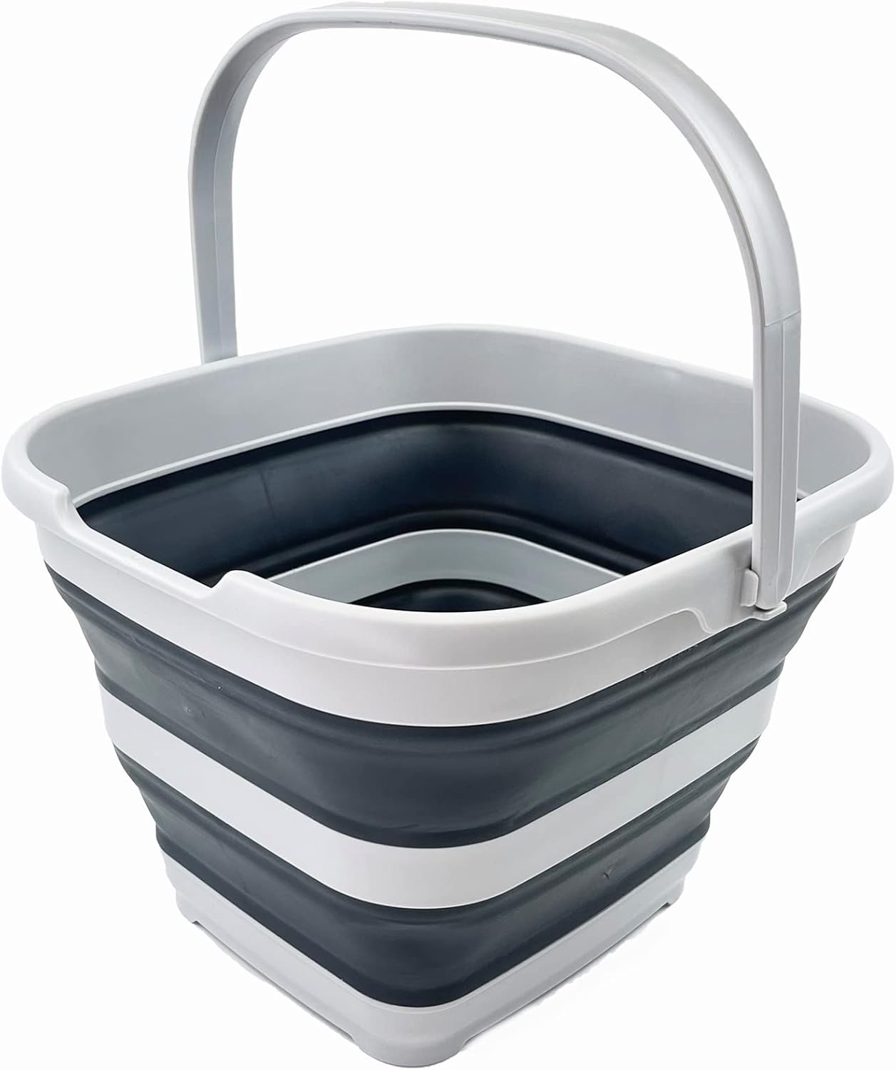 SAMMART 10L (2.6 Gallon) Collapsible Rectangular Handy Basket/Bucket (Grey/Charcoal Black)
