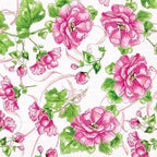 IHR Ideal Home Range Rosanne Beck Party Napkins Disposable 3-Ply Paper Lunch Napkin Pack, 6.5" x 6.5", Pink Garden Party, 20-Count