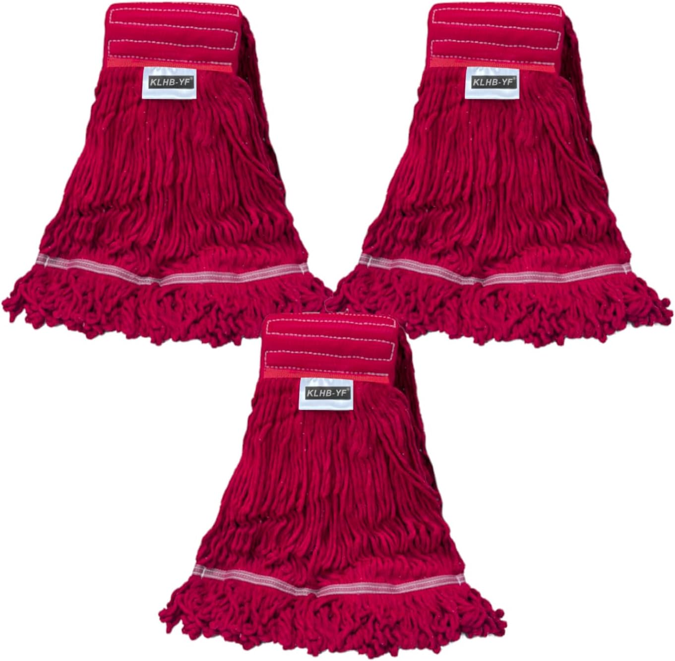 21oz Looped Thick Red Mop Head - Heavy Duty Wet Cleaning Replacement Head, Cotton Washable Industrial mop Heads Heavy Duty for Commercial & Home Cleaning（RED）