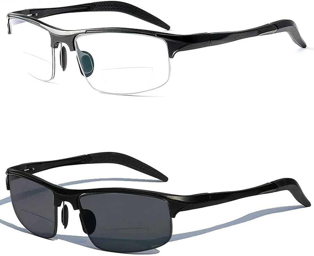 Aluminum Magnesium Multifocal Lens Reading Glasses Men Presbyopia Hyperopia Bifocal Glasses Sun Photochromic Sunglasses NX