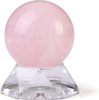 Jovivi 1.5"(40mm) Natural Rose Quartz Sphere Gemstone Healing Crystal Ball with Acrylic Stand Sculpture Figurine for Home Decorative Divination or Feng Shui and Fortune