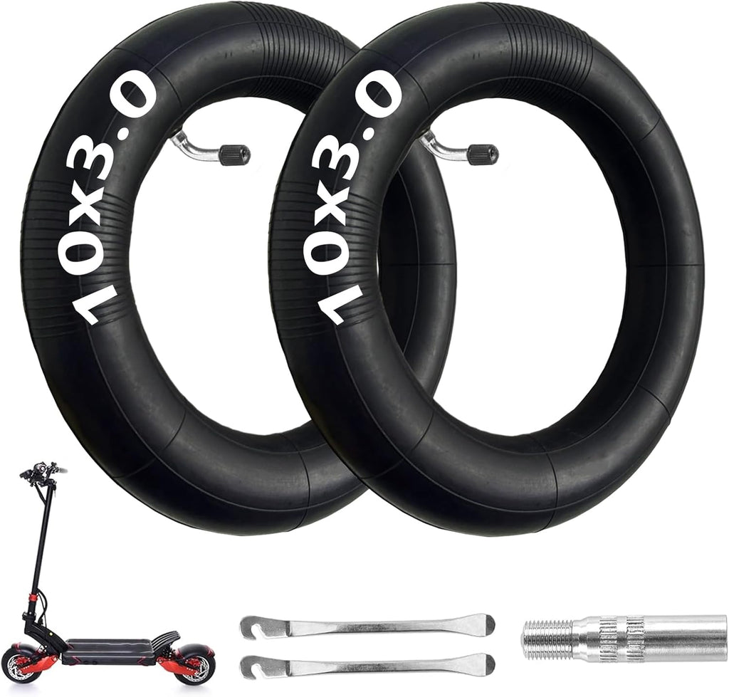 10x3.0 Inner Tube, 90 65-6.5 and 110 50-6.5 Scooter Inner Tube, 255x80 80/65-6.5 Electric Scooter 10 inch Tires Replacement, [Thickened] [with Valve Extension] [with Tire Levers] (2 Pack)