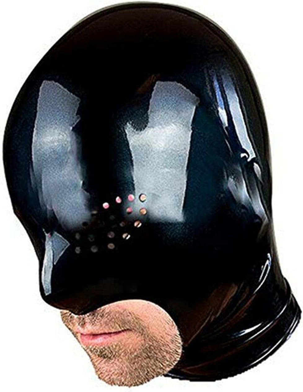 Latex Head Cover,Rubber HeadMask Latex Hood Exposed Mouth for Cosplay Party Club Wear (M), Black
