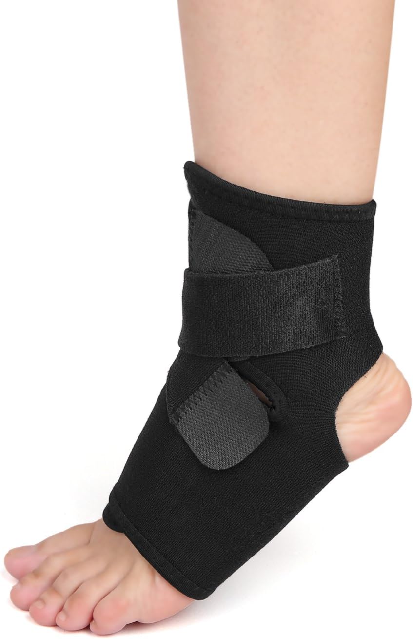 uxcell Black One Size Ankle Foot Support with Hook Loop Closure Wrap Protector