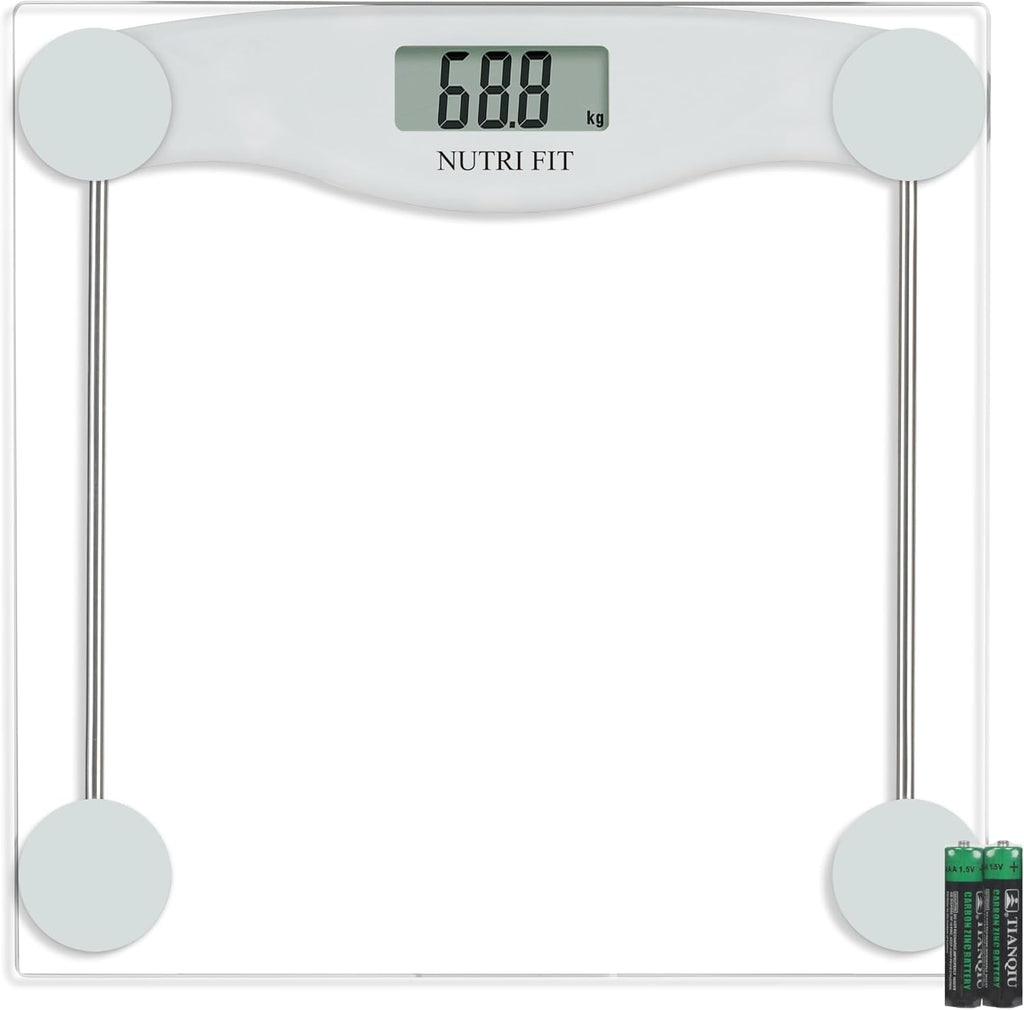 NUTRI FIT Digital Bathroom Scale for Body Weight Loss, Precision Weighing, High Accuracy, 330 lbs Capacity, Step-on Technology with AAA Batteries, Birthday Gifts, Bright White