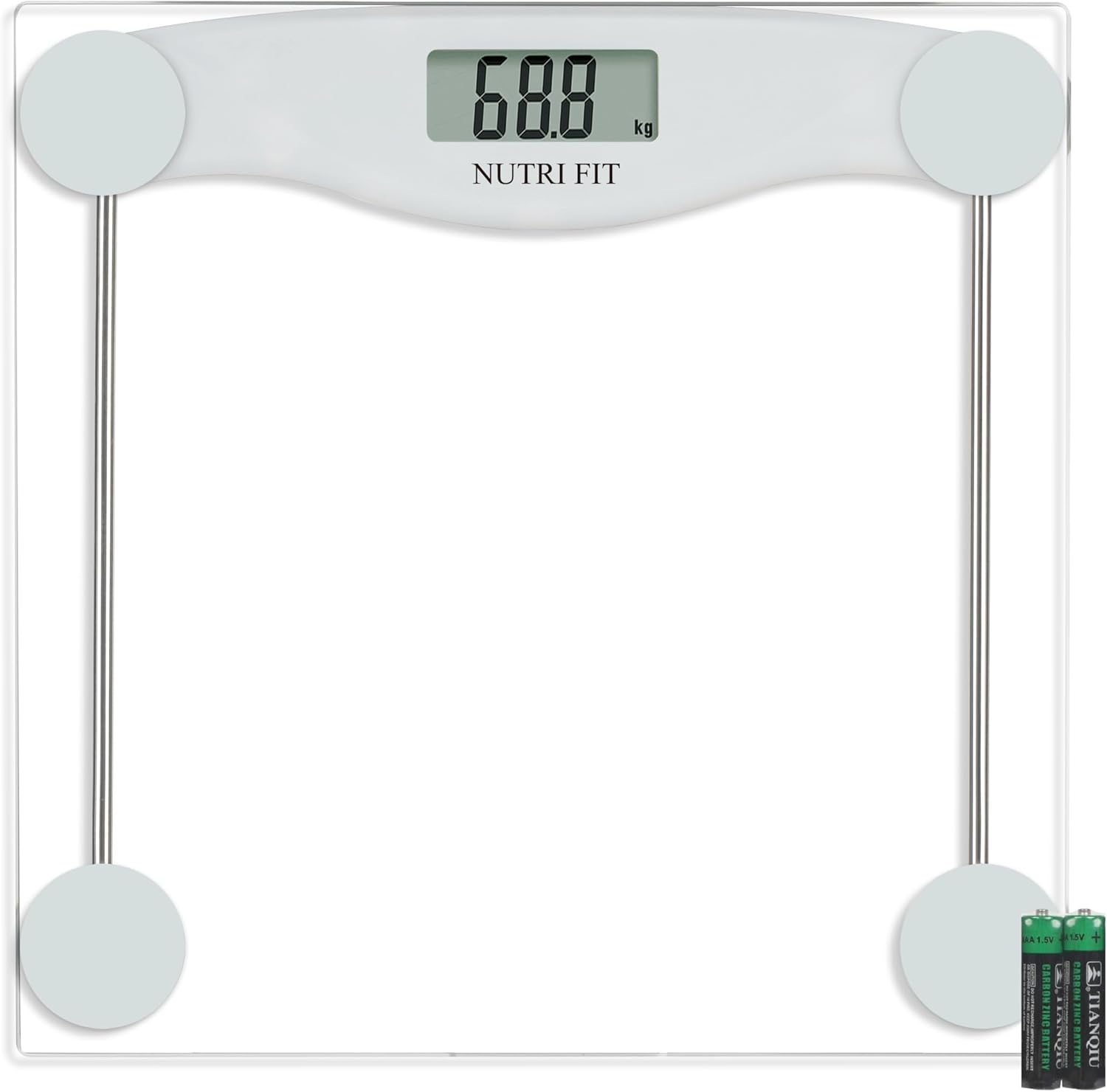 NUTRI FIT Digital Bathroom Scale for Body Weight Loss, Precision Weighing, High Accuracy, 330 lbs Capacity, Step-on Technology with AAA Batteries, Birthday Gifts, Bright White