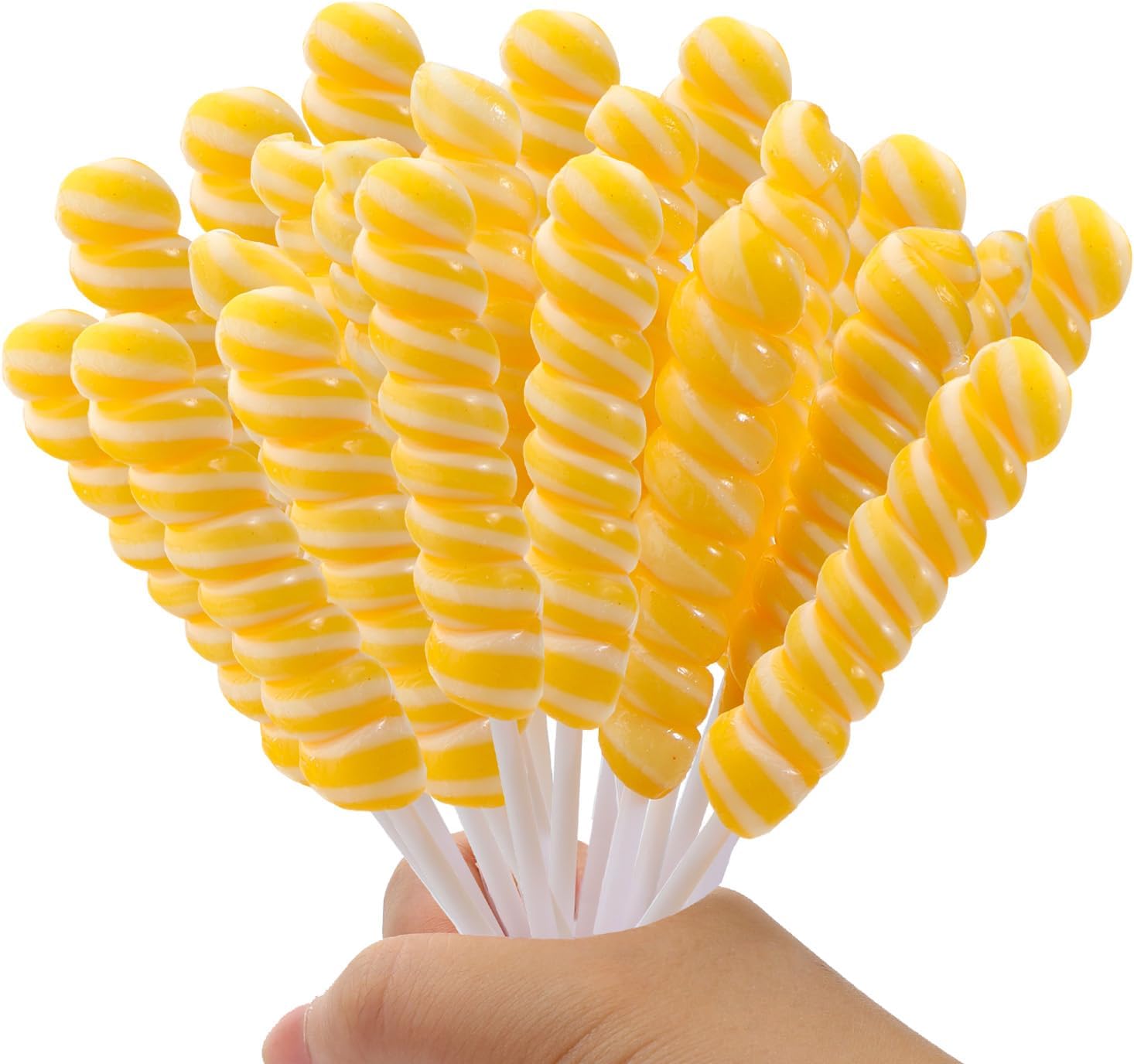Twisty Lollipop, Yellow Twist Lollipops Individually Wrapped Bulk, Kid's Whirley Lollipops Candy for Decorating Birthday, 12g Lemon Flavor 30 Pack